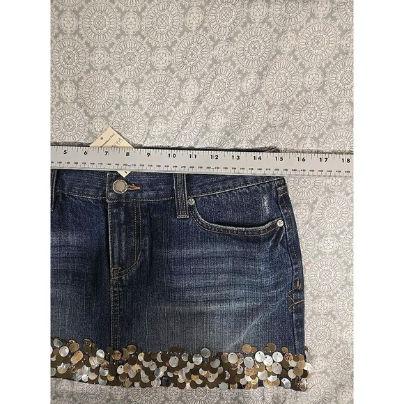 Vintage Y2K Abercrombie & Fitch Jean Mini Skirt Bedazzle Size 27 Womens 4 NWT - Picture 10 of 14